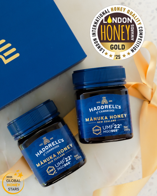 HADDRELLS of Cambridge Manuka Honey UMF 22+, MGO 976 mg/kg, 250g